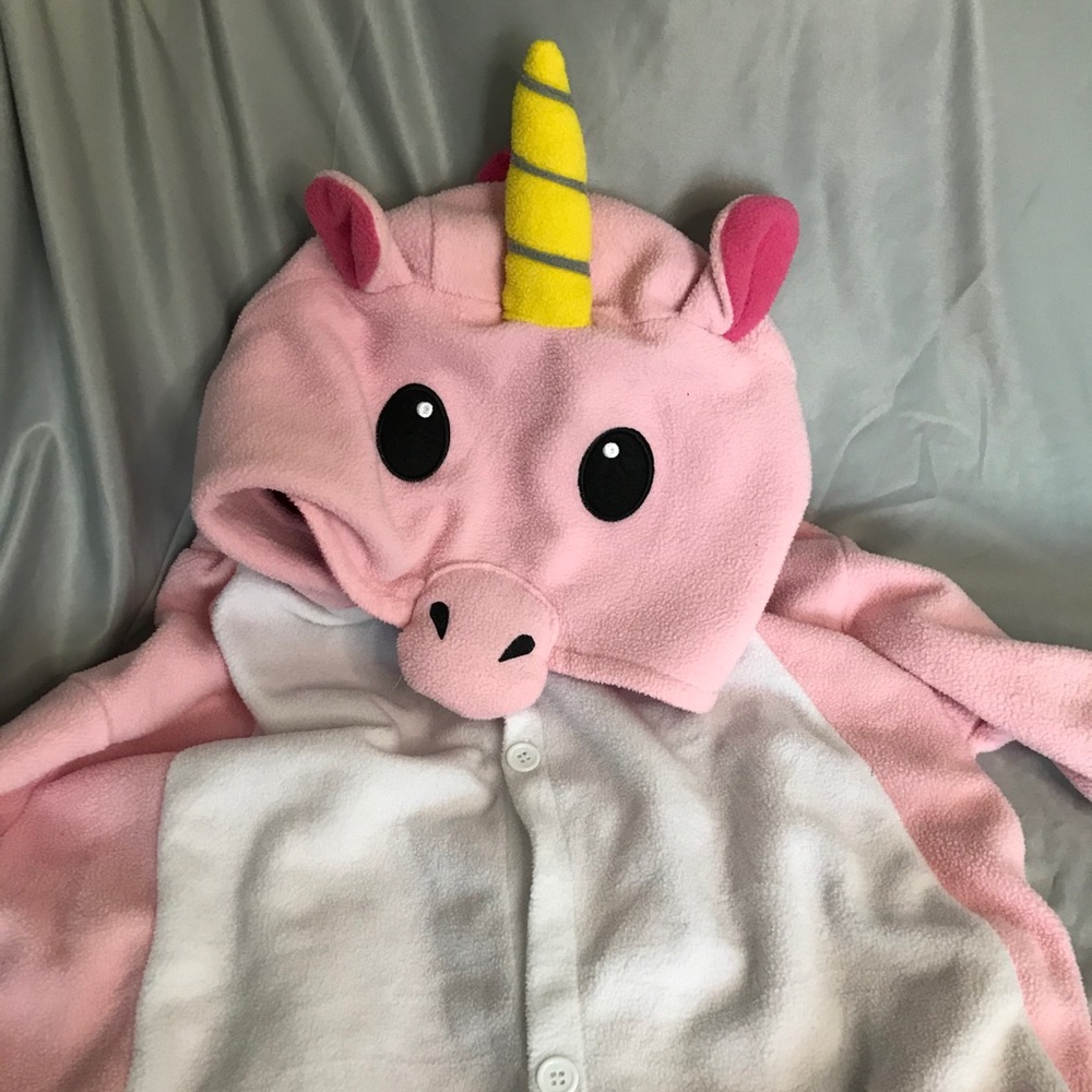 PINK Unicorn Button-Up Onesie Pajamas Adult Sz XL